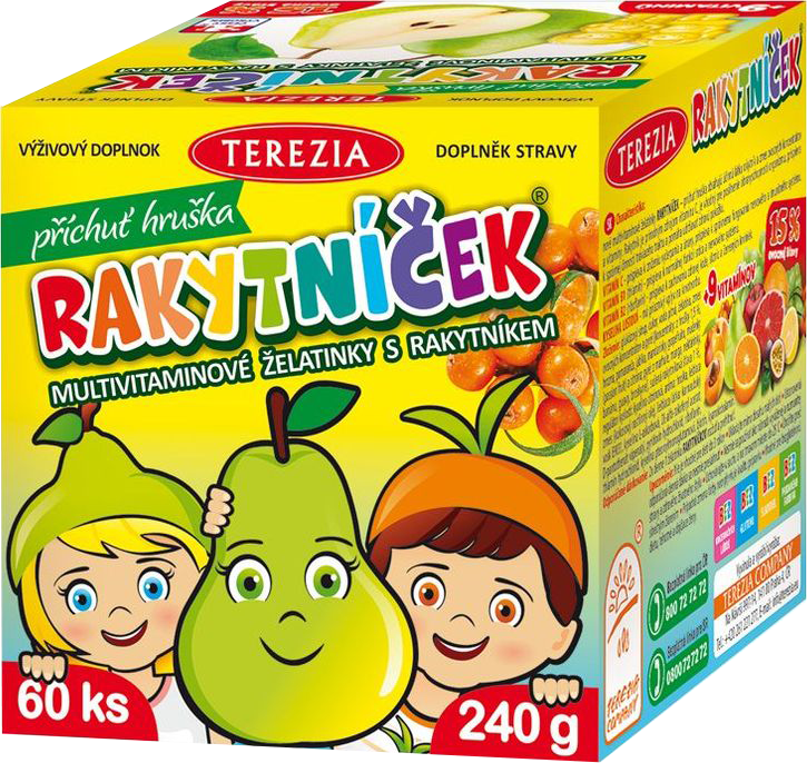 RAKYTNÍČEK multivitaminové želatinky s rakytníkem - příchuť hruška